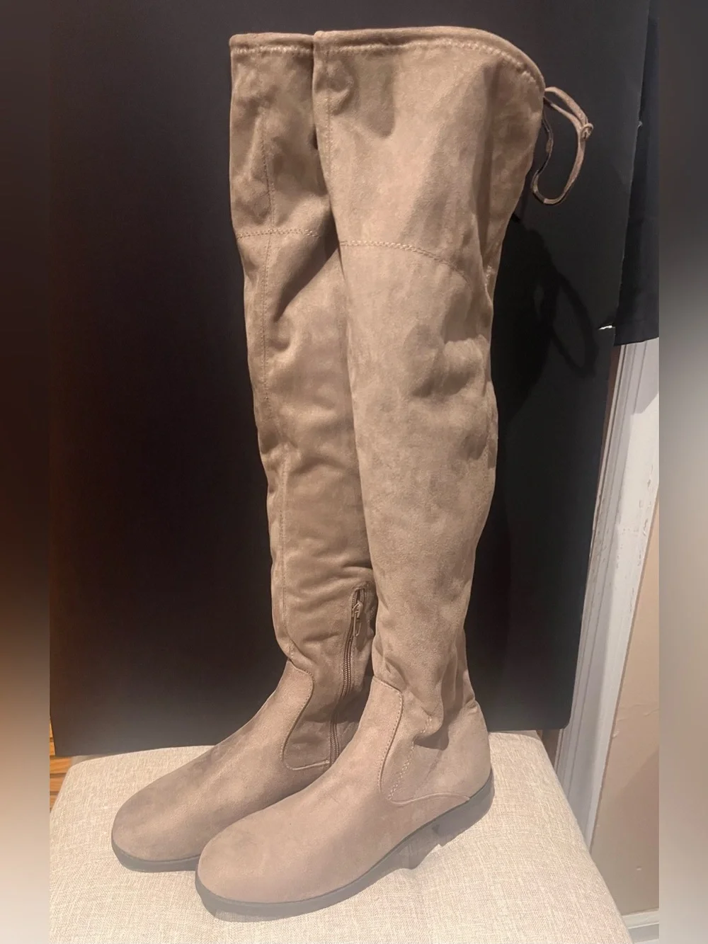 Taupe Suede Over-the-Knee Boots